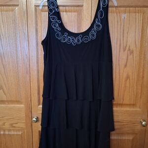 Tiana B. Black Tiered Dress with Silver Accents